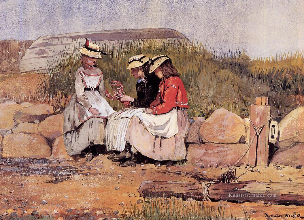Mädchen mit Hummer aka A Fishermans Tochter Realismus Maler Winslow Homer Ölgemälde